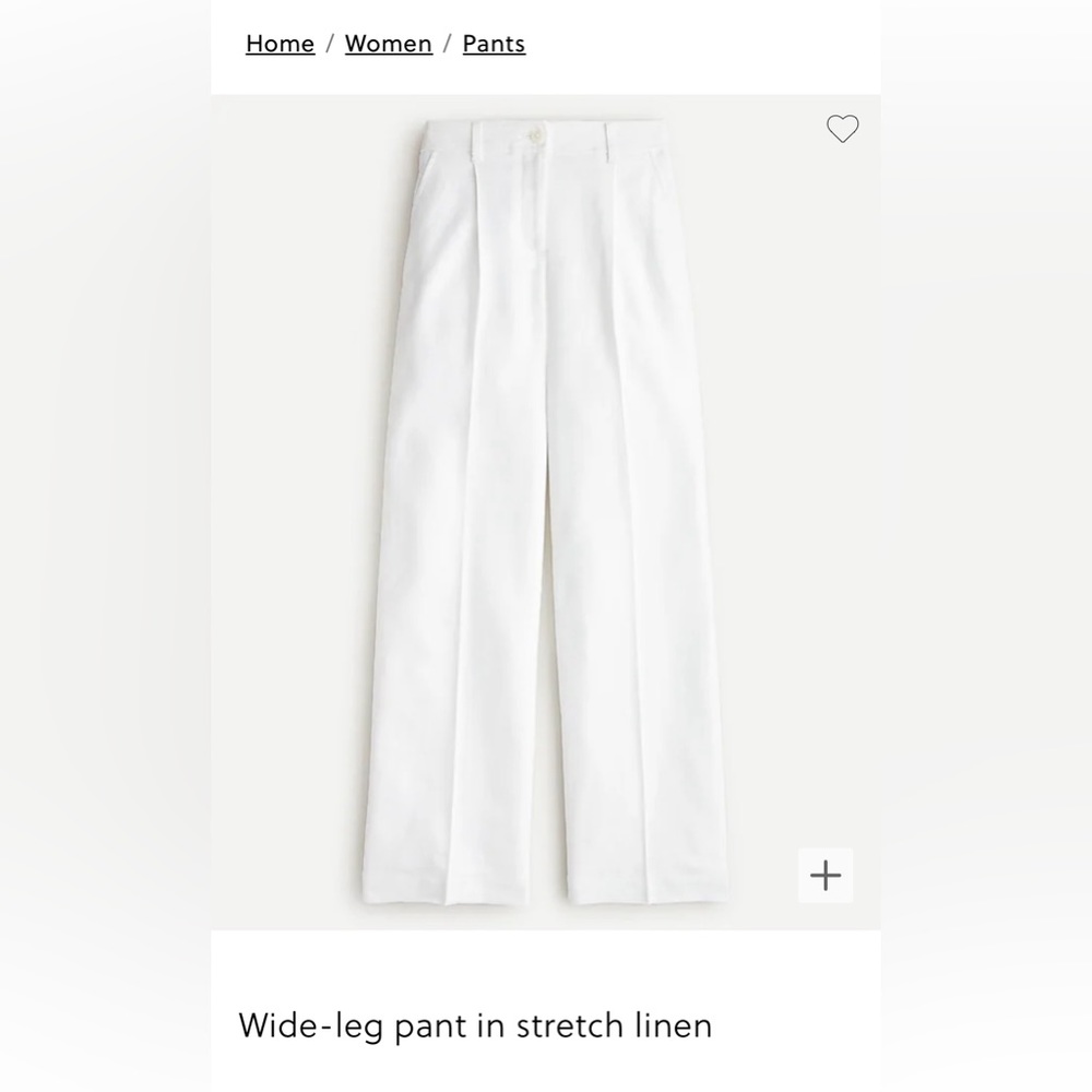 J Crew Wide-leg pant in stretch linen Size 6 White